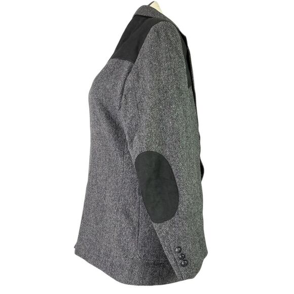Pendleton Western Blazer Mens 44 Gray Black Tweed Wool Suede Cowboy Sport Coat - Picture 6 of 12